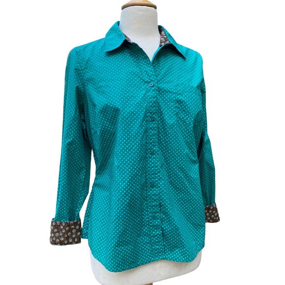 Boden Polka Dot Button Down Shirt Cotton Flip Contrast Cuff Tailored Colorful-10 - Picture 15 of 15